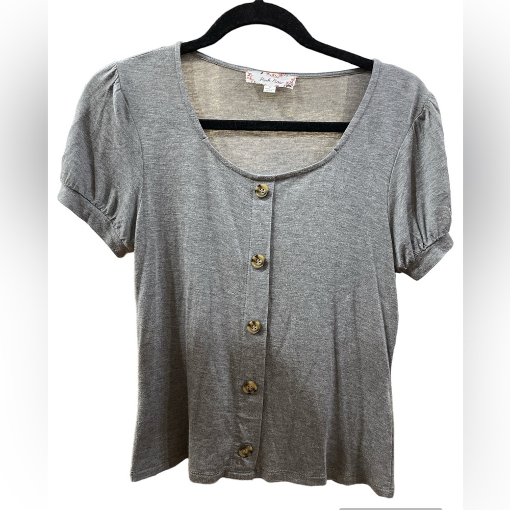 Pink Rose Women’s Size S grey shirt with buttons